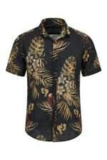 Camisa Renner masculina preta estampada