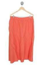 Saia Souq Midi em Linho Feminina Laranja Coral