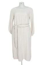 Vestido Midi J Chermann Feminino Bege Com Faixa Na Cintura E Fenda