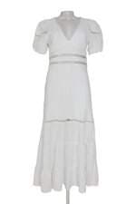 Vestido midi em laise Achados das Influencers branco com forro