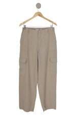 calça cargo C&A feminina bege com cós com elástico