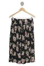 Saia plissada preta floral