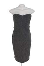 Vestido sem Manga Folic Cinza Texturizado com forro