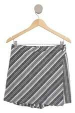 Shorts saia Sub Way feminino listrado cinza e branco