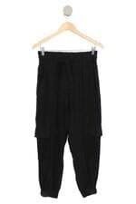 Calça Mixed feminina preta com ajuste por elástico