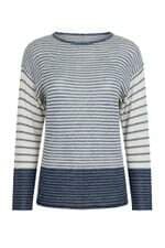 Blusa Feminina Diesel Bege com Listra em Azul  