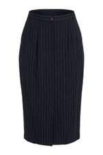 saia feminina azul Marinho com forro e fenda