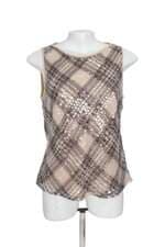 Blusa Luis Civit bege xadrez com paetê