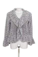 Casaco feminino cinza Mesclado com babado