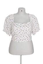 Blusa cropped Renner feminina off white com poás