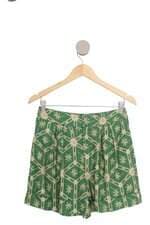 Shorts Farm verde estampado com pregas