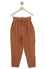 Calça viscolinho Shoulder marrom com pregas