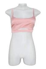 kit 2 top cropped by corah acetinado rosa e rosê com recortes