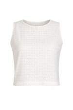 Blusa Cropped Spezzato rendada off white com forro