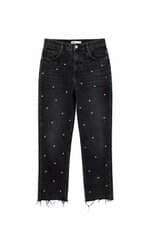 Calça jeans Zara feminina preta com aplique