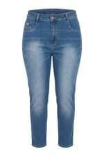 Calça jeans Sawary Plus Size feminina azul