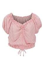 Blusa Maria Francia feminina rosa xadrez