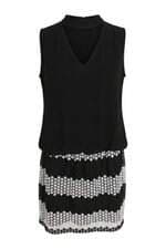 Vestido feminino Charity preto e branco com forro