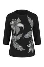 Blusa feminina Cotton Colors preta estampada
