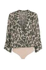Body Animale feminino bege estampado