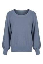 Blusa em Tricot Feminina Shoulder Manga Longa Azul