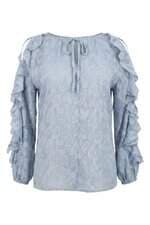 Blusa feminina azul com babado