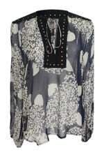 Camisa Zara feminina azul com transparência