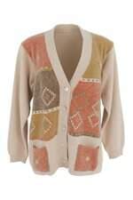 Suéter feminino bege estampado