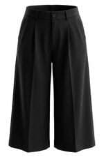 Calça de tecido feminina preta com pregas