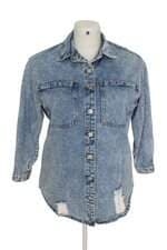 Camisa jeans feminina azul
