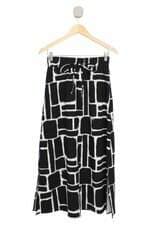 Saia Renner preta estampada com fenda