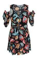 Vestido Lezalez feminino preto estampado