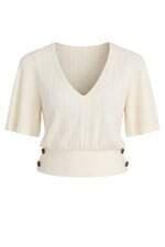 Blusa em Tricot Bege Le Lis Blanc
