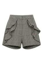 Shorts Curto Feminino Zara Xadrez com Babado