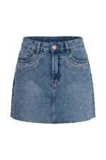 Saia Renner feminina azul com aplique