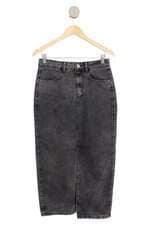 Saia jeans C&A longa preta com fenda