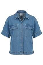 Camisa jaqueta jeans Dzarm feminina azul 