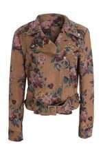 jaqueta Emely Fashion feminina marrom estampada