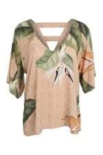 Blusa Sheila Rodrigues feminina bege estampada