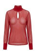 Blusa Emili feminina vermelha com transparência