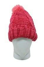 Gorro feminino rosa com pom pom
