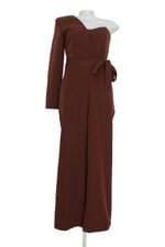 Macacão Talgui marrom com faixa na cintura