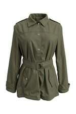 Parka Feminina Zara com cinto Verde Militar