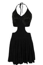 Vestido feminino Planet Girls preto com aplique  e recortes