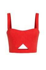 Cropped Bo.Bô viscolinho coral com recortes