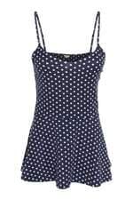 regata feminina azul com poas 