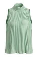 regata feminina verde com plissado