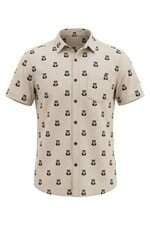 Camisa Masculina Bege Estampada