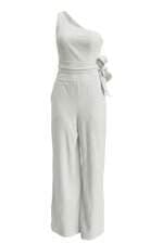 macacão feminino ombro único off white  