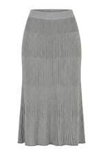 Saia em Tricot Feminina Midi Prata